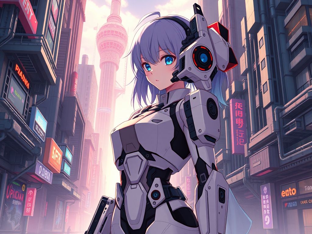 未来城市中的机械少女高分动漫封面